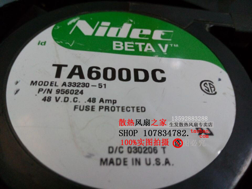 原装Nidec尼迪克 TA600DC A33230-51 48V 48Amp UPS电源风扇