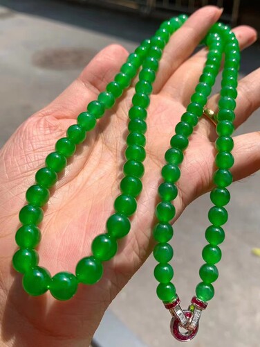 宝翠诗翡翠珠子珠链正阳绿