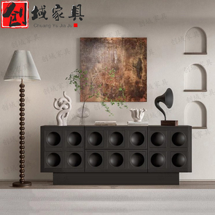 诧寂风高端实木烤漆餐边柜创意设计边柜复古风鞋柜客厅展厅装饰柜