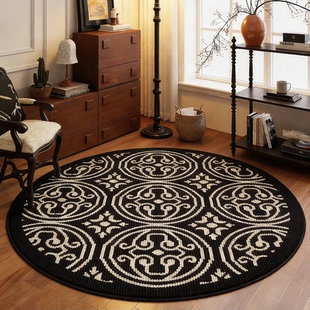 法式圆形书房地毯中古风客厅电脑椅化妆椅子垫高级感丙纶圈绒地垫