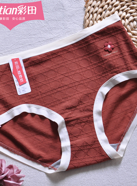 彩田中腰内裤女15805棉质莫代尔混纺提花抑菌10A石墨烯无痕边透气