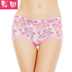 彩田石墨烯内裤 女冰丝清凉速干超柔软印花蕾丝边包臀30605中腰裤