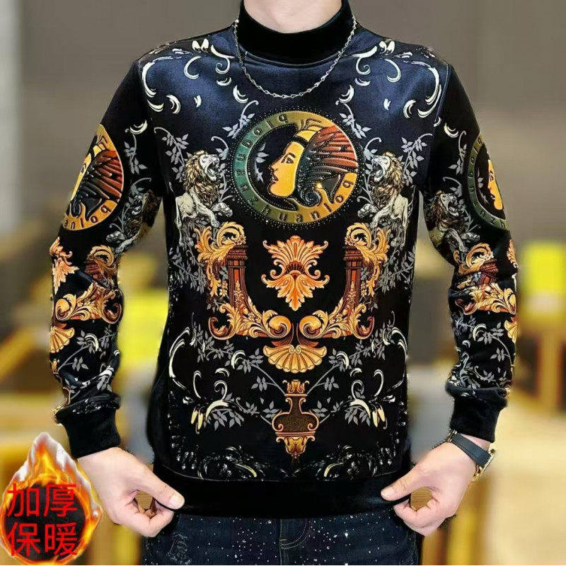 欧洲站男士冬季高品质金丝绒卫衣