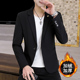 百搭休闲小西装 纯黑色加绒加厚单西外套男士 2023秋冬韩版 西服男装