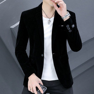 男士休闲灯芯绒西装男2025韩版修身金丝平绒小西服单西上衣外套潮