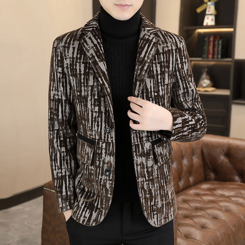 男士休闲西服毛呢小西装外套