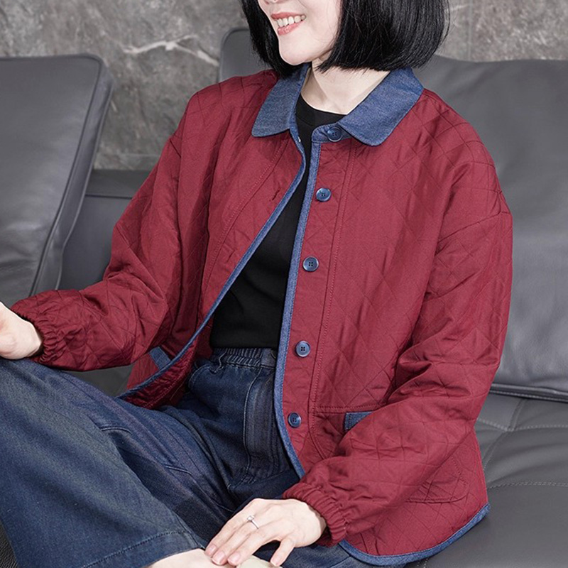 休闲妈妈冬装外套洋气开衫翻领女