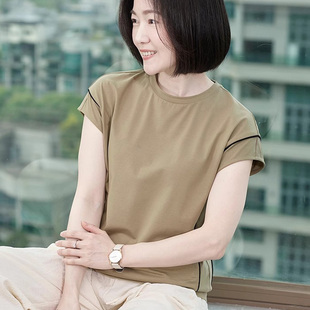 纯棉女款短袖t恤衫夏装2026新款圆领大码宽松洋气设计感半袖上衣