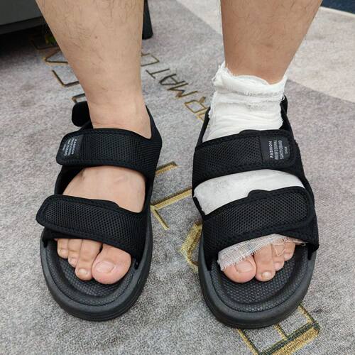 崴脚后凉拖鞋魔术贴夏季