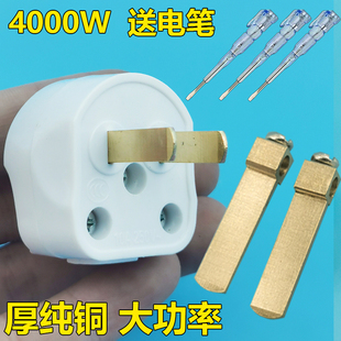 两脚插插头纯铜体型小接线扦头10A防摔阻燃2脚电源插头 十个装