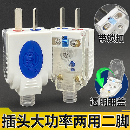 瑜立兴大功率纯铜两用二脚插头