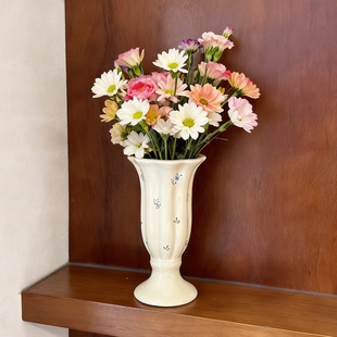 法式陶瓷花瓶轻奢高级感插花复古鲜花客厅摆件白色欧式碎花花瓶
