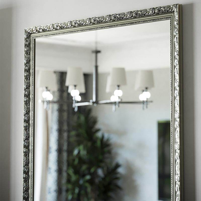 欧式实木穿衣镜全身落地镜家用立体壁挂卧室镜子女生少女试衣镜