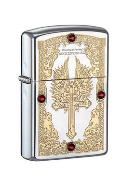 佐罗Z92117A十字白金双色系列壳煤油打火机