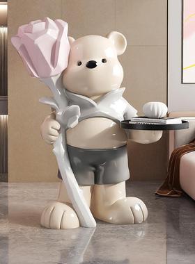 奶油风熊摆件大型落地家居装饰品客厅电视柜沙发边几乔迁新居礼物