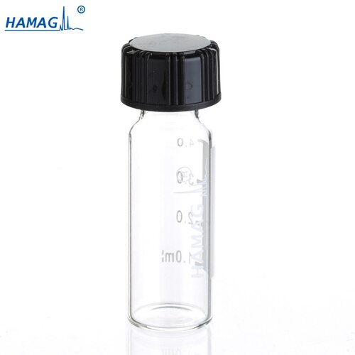 哈迈4ML螺纹透明带刻度带 玻璃样品瓶含黑色实心盖PTFE/硅胶垫片