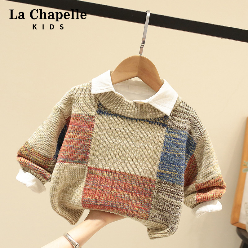 拉夏贝尔童装男童毛衣针织衫冬装