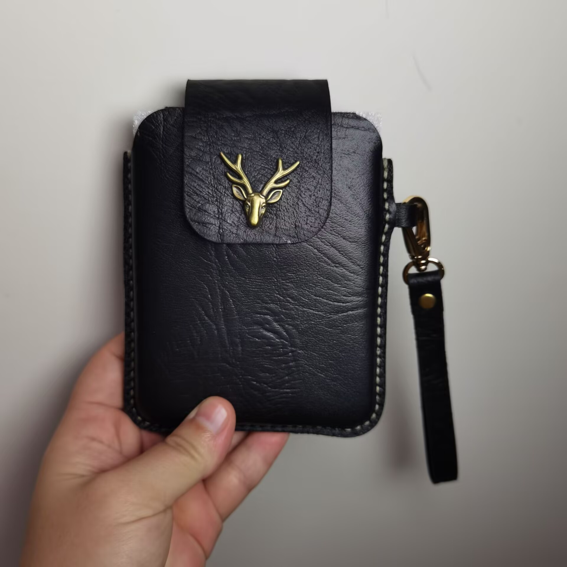 适用于华为Pura X View手机套复古鹿头扣装饰手工真皮挂腰套手机腰包防摔皮套便携款穿皮带式