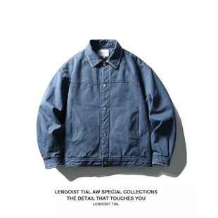 26AW法式工装改良法工蓝底特律夹克棉衣冬季牛仔风做旧男女棉衣