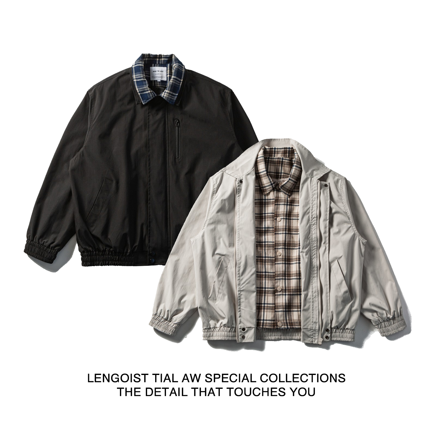 Retro Plaid Faux Two-Piece复古翻领假两件厚实春秋双色夹克外套