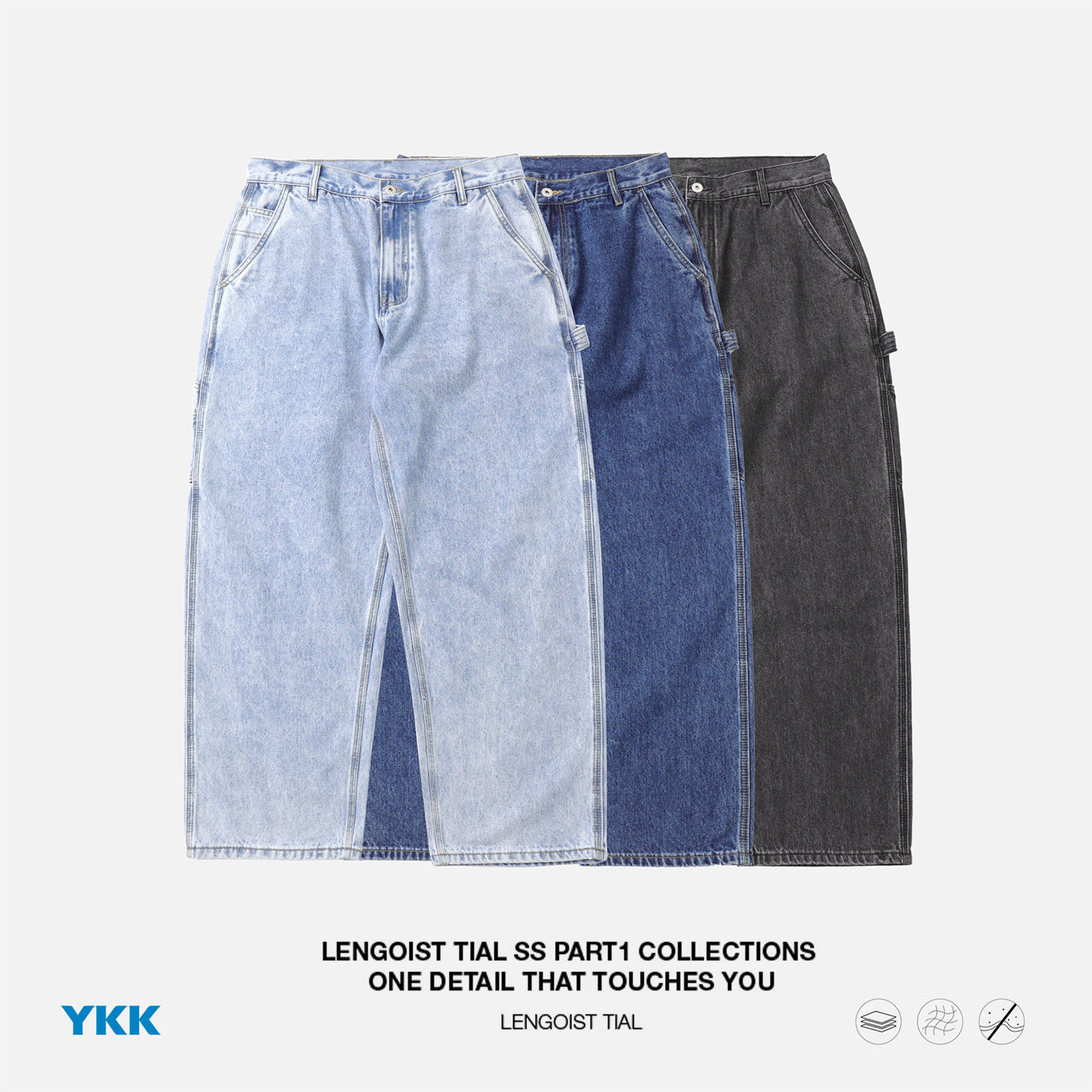 25SS日系宽松雪花洗水做旧工装B11伐木裤休闲牛仔裤男基础紫标风