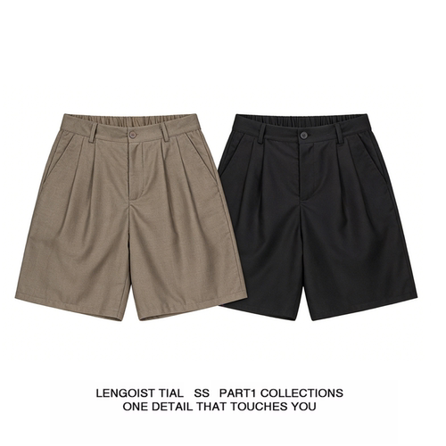 LENGOIST夏季新款时尚纯色质感垂感西装短裤男士宽松五分裤夏日