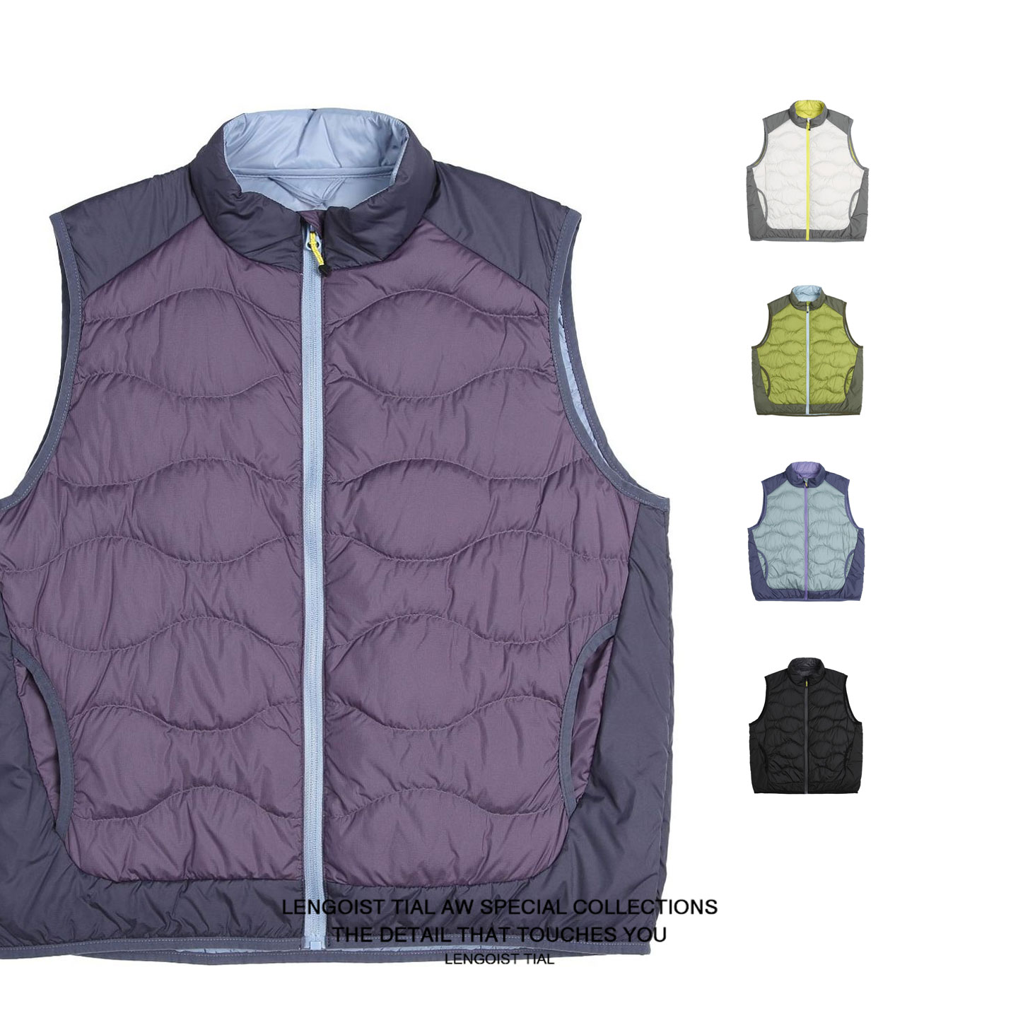 新国标90白鸭绒潮牌拼色轻量化羽绒马甲户外山系情侣轻薄羽绒