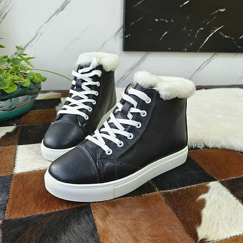 厂家处理纯羊毛高帮棉鞋防水真皮