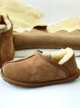 DANANUO羊毛包跟拖鞋 皮毛一体男女情侣款真毛家居保暖棉拖浅口防
