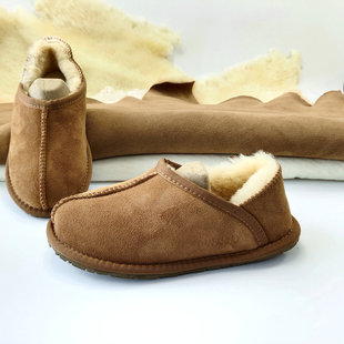 DANANUO羊毛包跟拖鞋 真毛家居保暖棉拖浅口防 皮毛一体男女情侣款