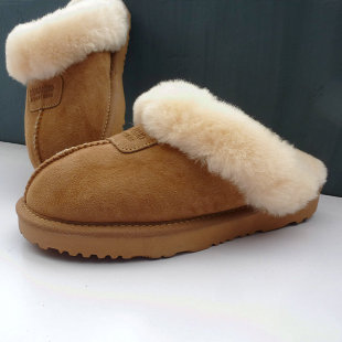 包邮 DANANUO加厚纯羊毛拖鞋 男女羊皮毛一体包头毛毛保暖棉拖防滑