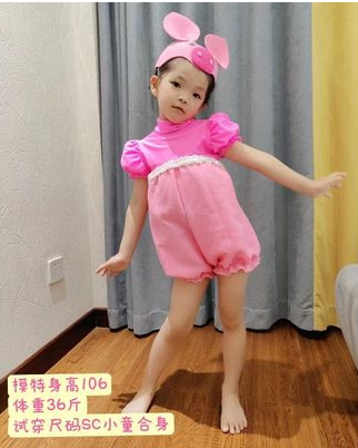 儿童女舞台表演服剧目演出服粉色小猪动物可爱幼儿角色扮演芮其儿