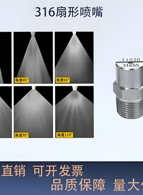 316ss不锈钢扇形喷嘴耐腐蚀清洗机工业加湿除尘喷淋高压雾化喷头