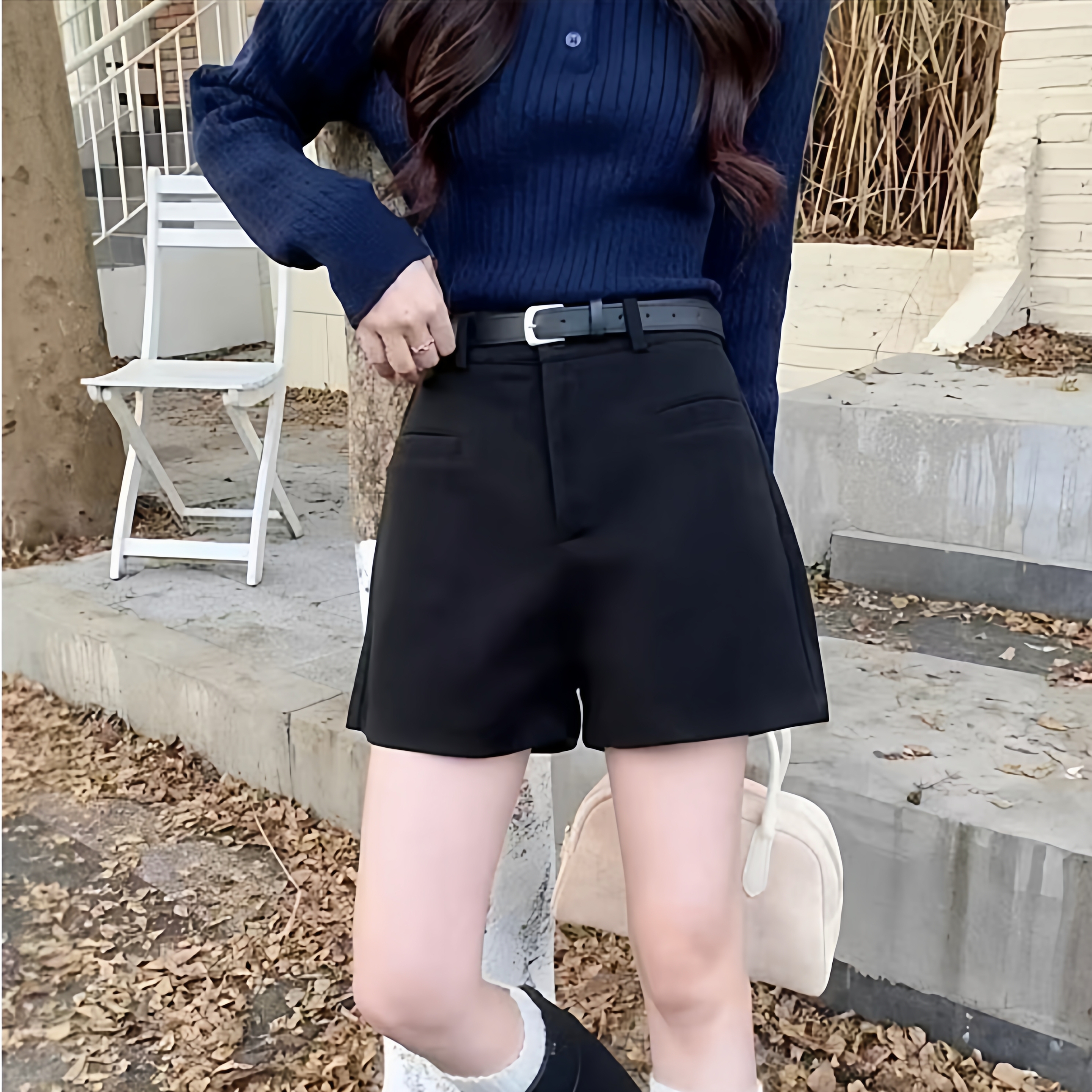 气质女装2025年新款冬毛呢短裤子