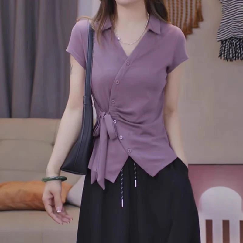 大码女装高级感不规则短袖t恤女
