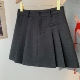 高腰黑色毛呢超好看冬装 大码 女装 半身裙灰色百褶裙胖mm显瘦短裙子