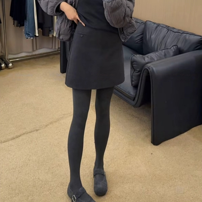 大码毛呢半身裙女秋冬2025新款胖妹妹A字裙高腰显瘦包臀裙裙子潮