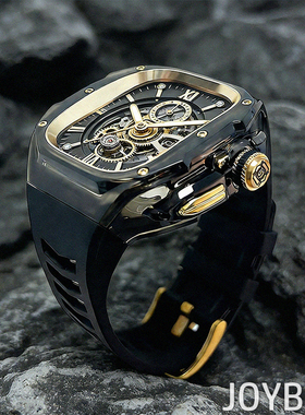 透明Ultra3保护壳适用苹果手表带氟橡硅胶不锈钢金属一体改装49mm