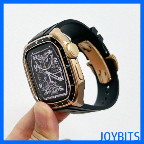 金属S11改装保护壳适用iWatch苹果手表带S10不锈钢蝴蝶扣45/46mm