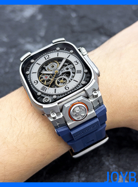 机甲不锈钢Ultra3/2硅胶边框表带适用iWatch苹果手表金属49mm运动