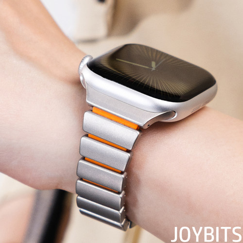 小蛮腰不锈钢磁吸S11表带适用iWatch苹果手表钛色金属硅胶41/42mm