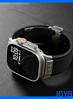 不锈钢金属钛金色Ultra氟橡硅胶S9表带适用iWatch8苹果手表壳49mm