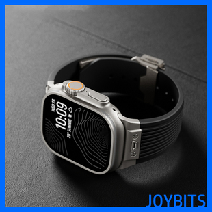 不锈钢金属钛金色Ultra氟橡硅胶S9表带适用iWatch8苹果手表壳49mm