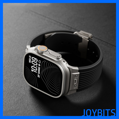 不锈钢金属钛金色Ultra氟橡硅胶S9表带适用iWatch8苹果手表壳49mm