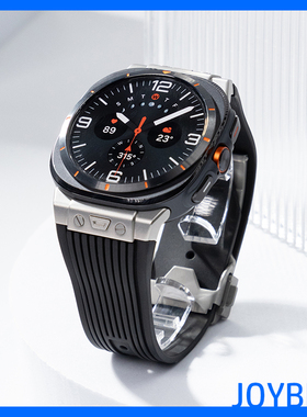 适用三星手表带Galaxy watch7不锈钢金属氟橡硅胶运动Ultra蝴蝶扣