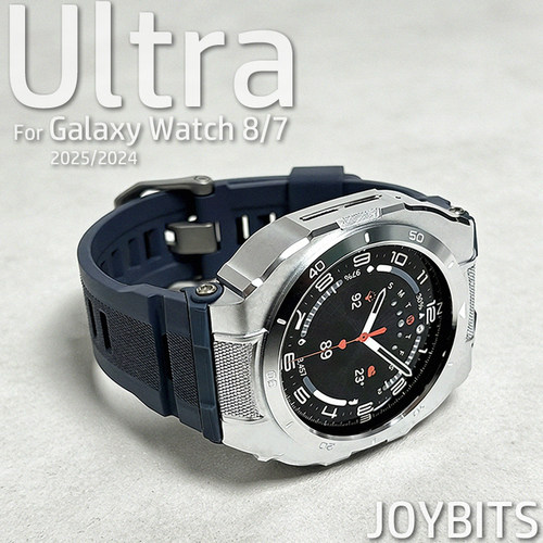 金属保护壳适用Galaxy三星watch不锈钢Ultra蝴蝶扣硅胶一体手表带