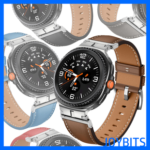 适用三星手表Galaxy watch8真皮表带classic牛皮不锈钢金属扣46mm