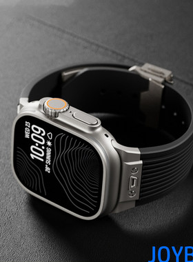 不锈钢金属钛金色Ultra氟橡硅胶S9表带适用iWatch8苹果手表壳49mm