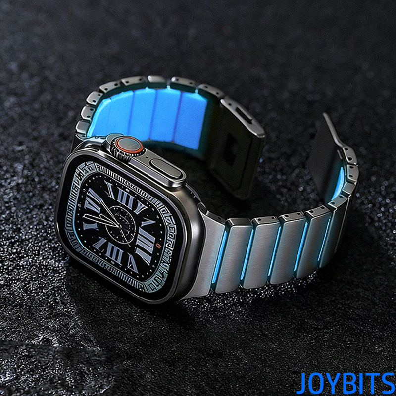 夜光S11钛合金属Ultra磁吸表带适用iWatch苹果手表壳46不锈钢49mm