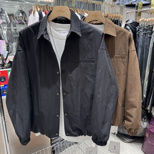 2026春季新款男士休闲翻领夹克外套时尚百搭日系宽松潮流暗花外套